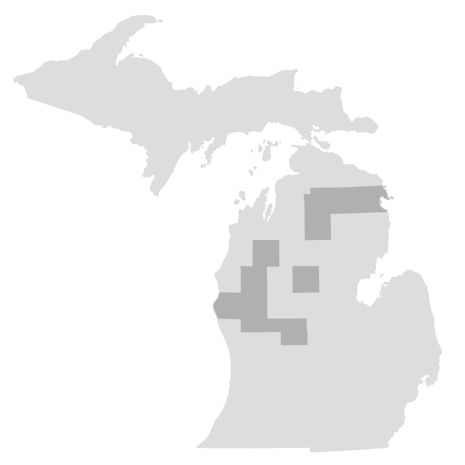 map of Michigan counties where overdose data was examined.