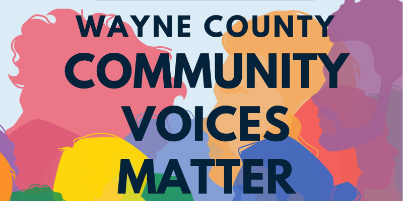 Banner with the text: Wayne County Community Voices Matter